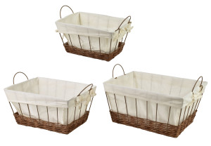 WILL Komplet 3 koszy prostokątnychXL40x30x20 cm,L35X25X18 cm,M30x20x16 cm