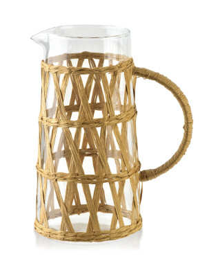 MODERN KITCHEN Dzbanek szklany 1,1L 10x8x19,5 cm w oplocie boho