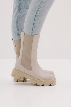 Botki skórzane Stacy, kremowe