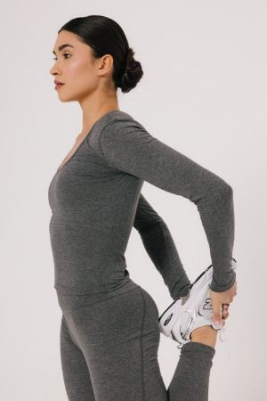 Top bawełniany z długim rękawem Balance, szary