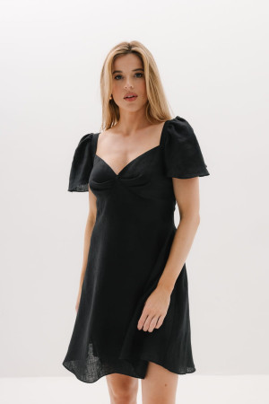 Sukienka Violet lniana, czarna