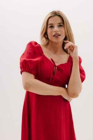 Sukienka Liberty lniana, czerwona
