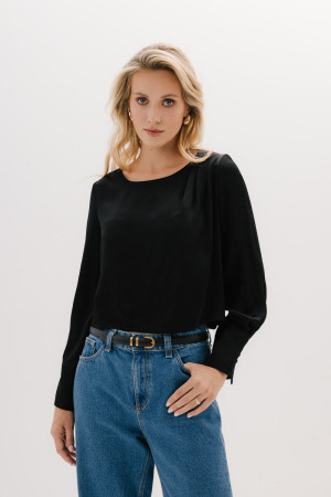 Bluzka Wave wiskozowa, czarna