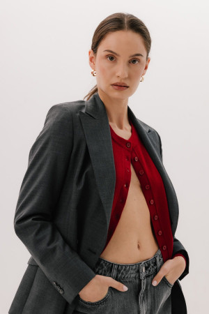 Marynarka dwurzędowa wełniana Eterno, szara