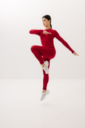 Legginsy Trail wełniane, czerwone