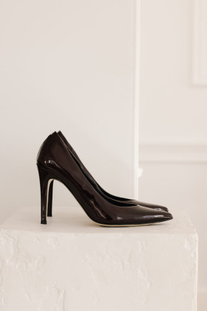 Szpilki Raw ze skóry lakierowanej, bordowe