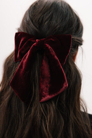 Kokardka Aveline welurowa, bordowa