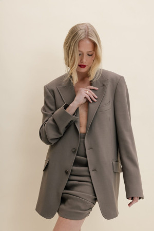 Marynarka wełniana oversize Main, taupe