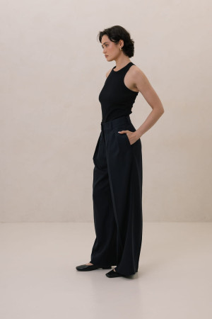 Spodnie Amandy, wełniane, granatowe