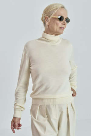 Golf Daisy z wełny merino, biały