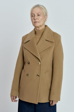 Zimowy płaszcz North wełniany, beżowy