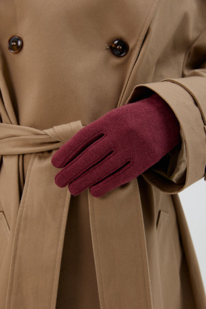 Rękawiczki sportowe Warm Up – damskie rękawiczki z 100% wełny merino, bordowe