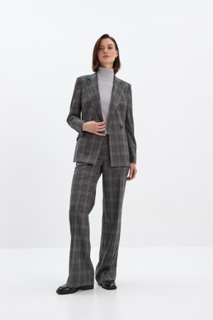 Spodnie Deep, wełniane, w kratę