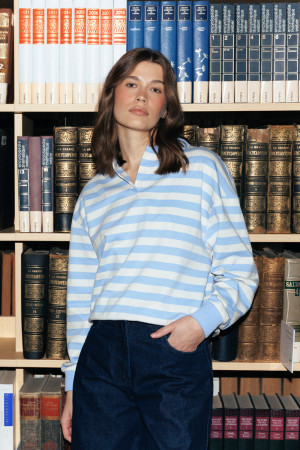 Bluza bawełniana Janey, w paski niebieska