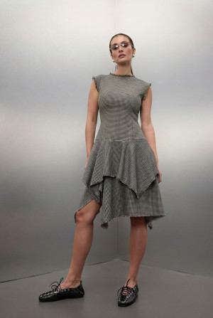 Sukienka Join - sukienka wełniana w pepitkę