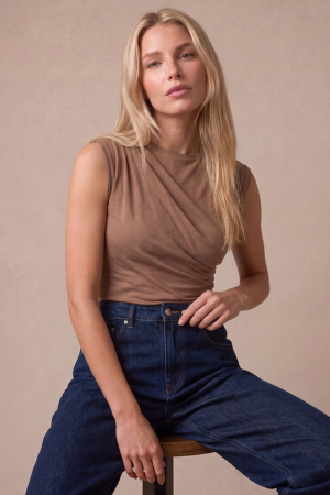 Top Crush, z micromodalu, beżowy