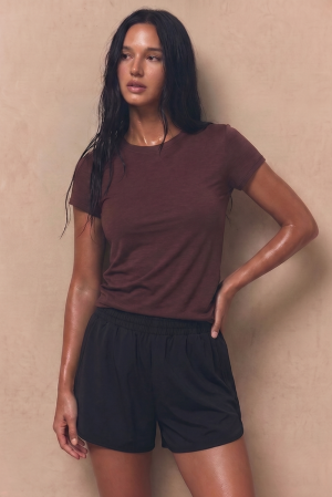 T-shirt Shape, wełna merino, brązowy