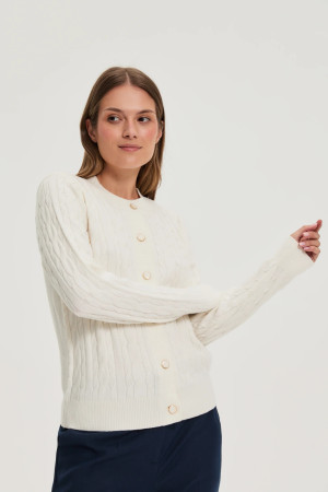 Sweter z ozdobnym splotem ecru