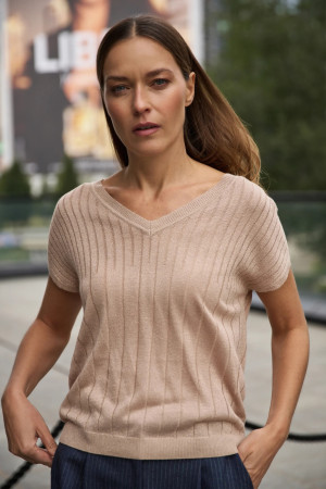 Sweter z krótkimi rękawami beżowy