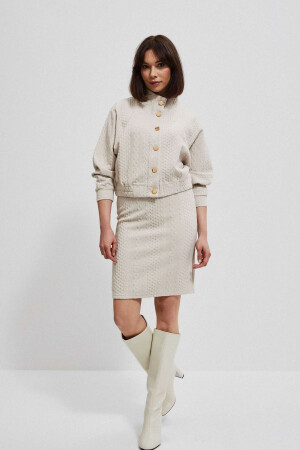 Jasnobeżowa spódnica ołówkowa high waist - MOODO - MOODO
