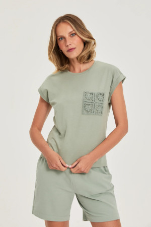 T-shirt z bawełny oliwkowy