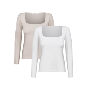Komplet 2 bluzek z dekoltem caro - 2-Pack Bluzka Joy Oat and Milky - sklep More'moi