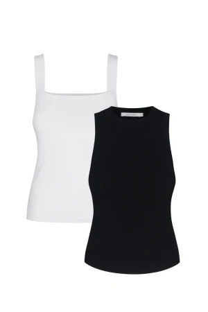 Topy - komplet 2 sztuk - Zestaw Top Caro Milky and Top Kaan Black - sklep More'moi
