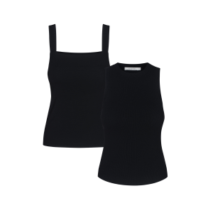Dwa czarne topy w komplecie - Zestaw Top Kaan and Caro Black - sklep More'moi