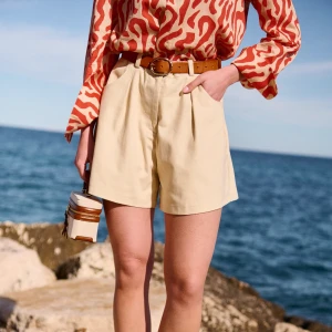 Beżowe szorty bawełniane - Szorty Billie Beige - sklep More'moi - Rozmiar: XL
