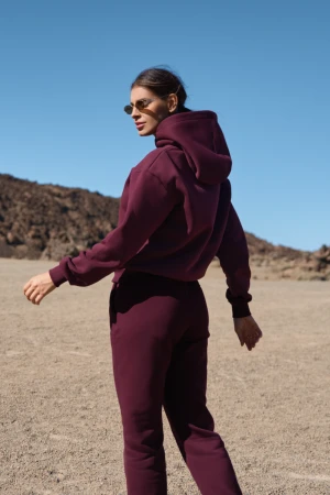 Bordowy ocieplany zestaw dresowy - Zestaw Simply Hoodie Deep Burgundy - sklep More'moi