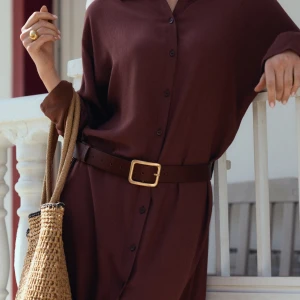 Brązowy pasek damski z miękkiej skóry licowej - Pasek Teri Mocha Brown - sklep More'moi - Rozmiar: ONE SIZE