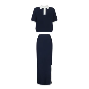 Granatowy komplet, koszulka i spódnica - Zestaw Ellisa Breeze Velvet Navy - sklep More'moi