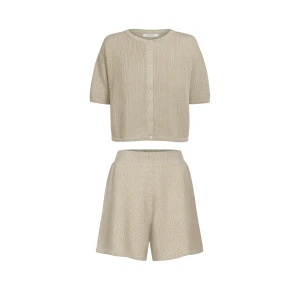 Beżowy komplet, bluzka i szorty - Zestaw Ellisa Summer Beige - sklep More'moi