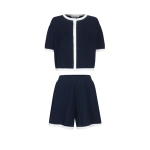 Granatowy komplet, bluzka i szorty - Zestaw Ellisa Summer Velvet Navy - sklep More'moi