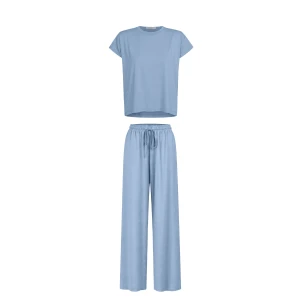Niebieski zestaw z modalu na lato: t-shirt i spodnie - Zestaw Kelly Zephyr Powder Blue- sklep More'moi