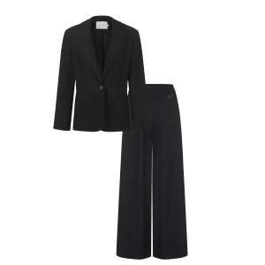 Czarny garnitur damski z wiskozy - Zestaw Morgan Wide Black - sklep More'moi