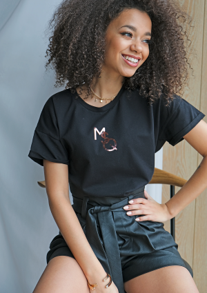 Base - T-shirt "rose gold MSQ logo" Czarny