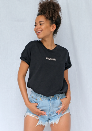 Base - T-shirt white logo Czarny