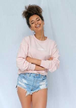 Basic - Bluza logo Pudrowy Róż