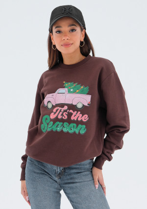 Jolly - Bluza świąteczna ,,It's the..." Dark Brown