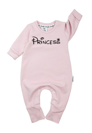 Rampers dziecięcy z długim rękawem "princess" Pudrowy Róż