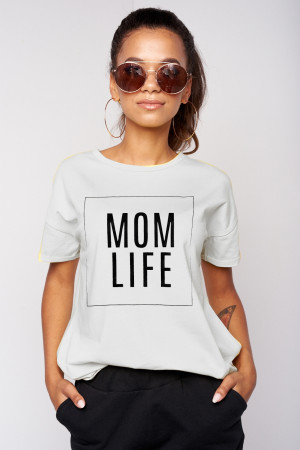 T-shirt damski "mom life" Biały