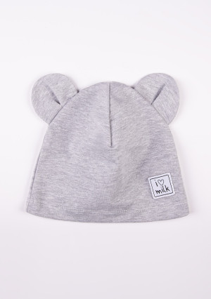 Czapka dziecięca beanie z uszami Szary Melanż