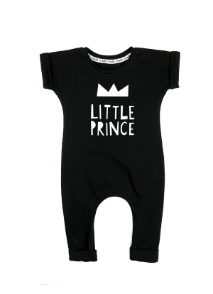 Rampers dziecięcy z krótkim rękawem "little prince" Czarny