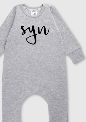 Rampers dziecięcy z długim rękawem "syn" Szary Melanż