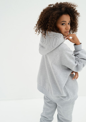 Mesh - Bluza kangurka oversize Grey Melange