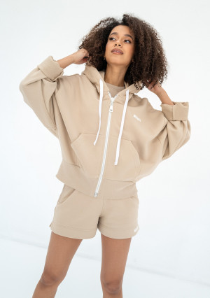 Bane - Rozpinana bluza oversize z kapturem Sand Beige