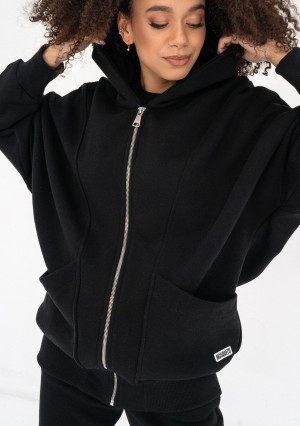 Amala - Oversizowa bluza rozpinana z kapturem Black