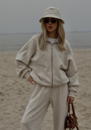 Based - Rozpinana bluza oversize ze stójką Coconut