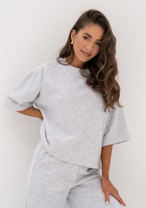 Melgo - Bluza dzianinowa  z krótkim rękawem Light Melange